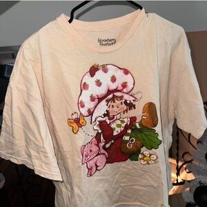 Women size large Cream T-Shirt strawberry shortcake
